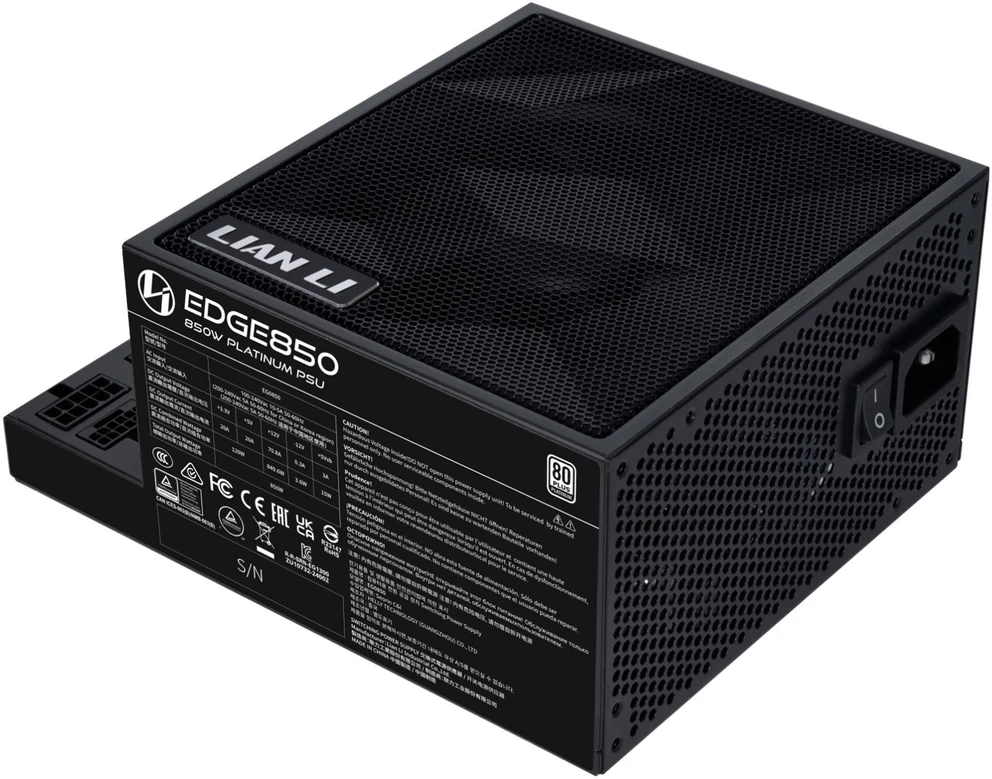 Lian Li EDGE EG0850 80 PLUS Platinum maitinimo šaltinis, PCIe 5.1, ATX 3.1 × 850, Juodas