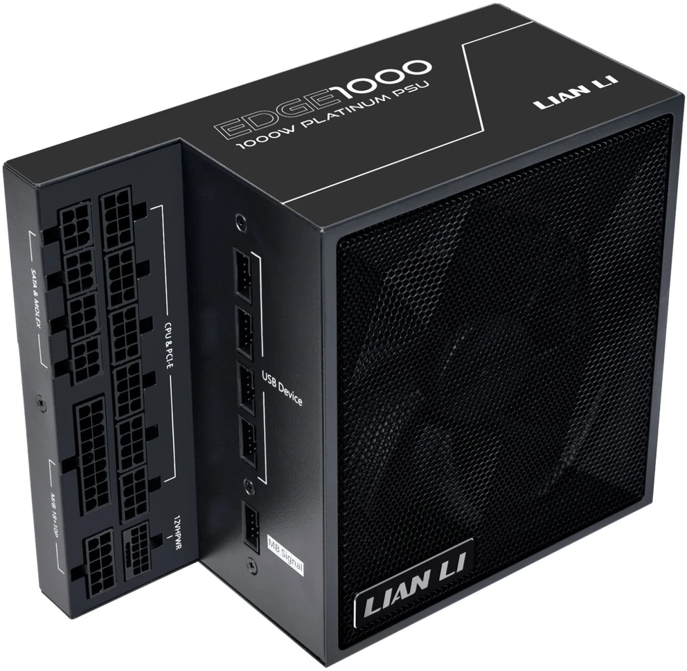 Lian Li EDGE EG1000 80 PLUS Platinum PSU, PCIe 5.1, ATX 3.1 – 1000 Watt, juodos spalvos