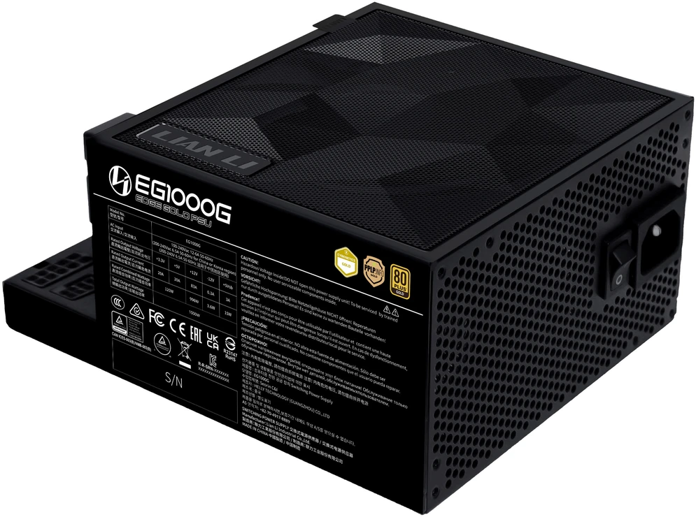 Lian Li EDGE GOLD 1000 80 PLUS Gold maitinimo šaltinis, PCIe 5.1, ATX 3.1 × 1000 vatų, juodas, įskaitant USB šakotuvą