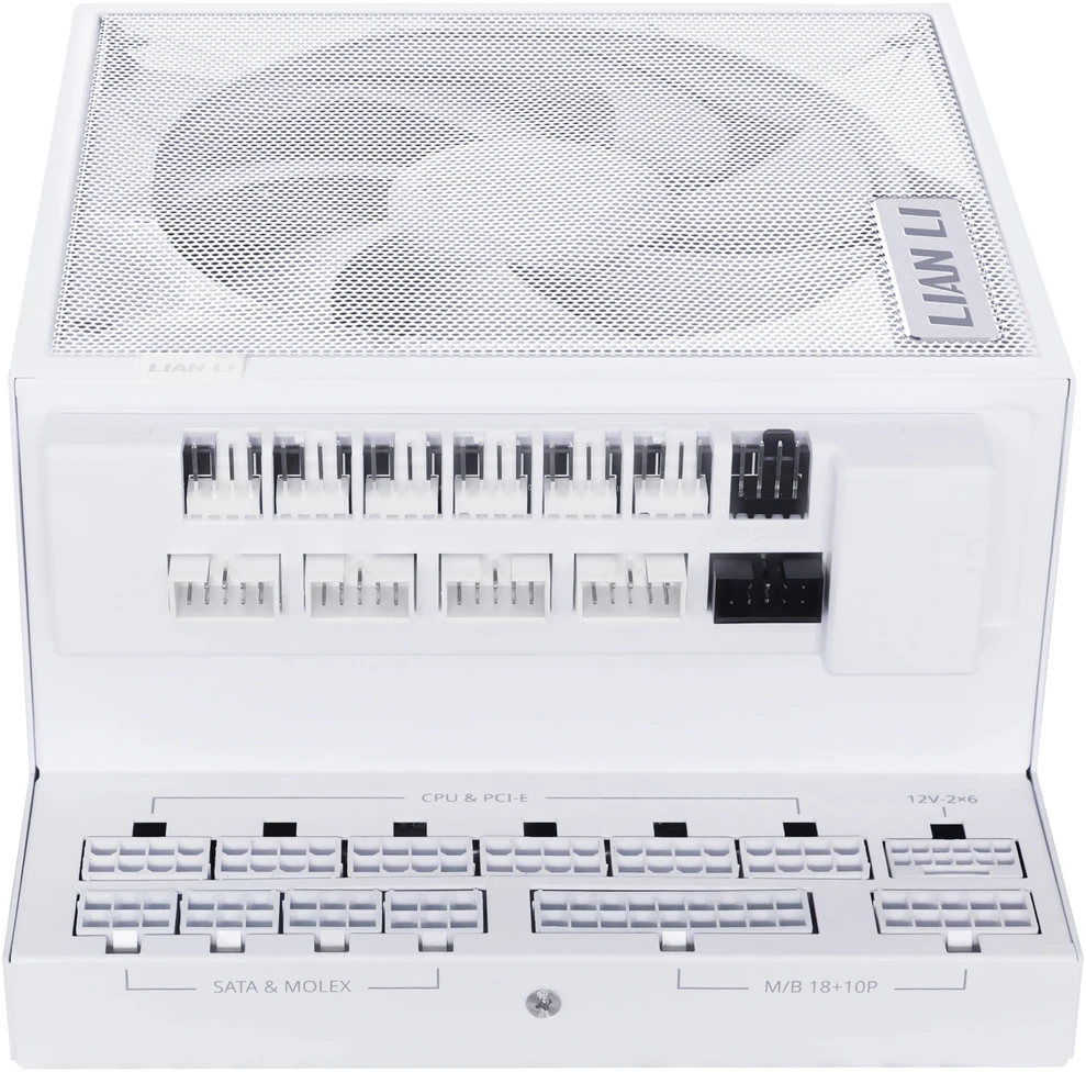 Lian Li EDGE GOLD 1200 80 PLUS Gold maitinimo blokas, PCIe 5.1, ATX 3.1 × 1.200 W, baltos spalvos, su USB šakotuvu