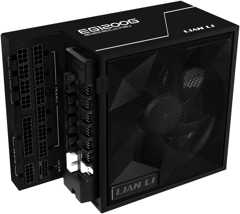Lian Li EDGE GOLD 1200 80 PLUS Gold PSU, PCIe 5.1, ATX 3.1 – 1.200 Watt, juodos spalvos, inkl. USB-Hub