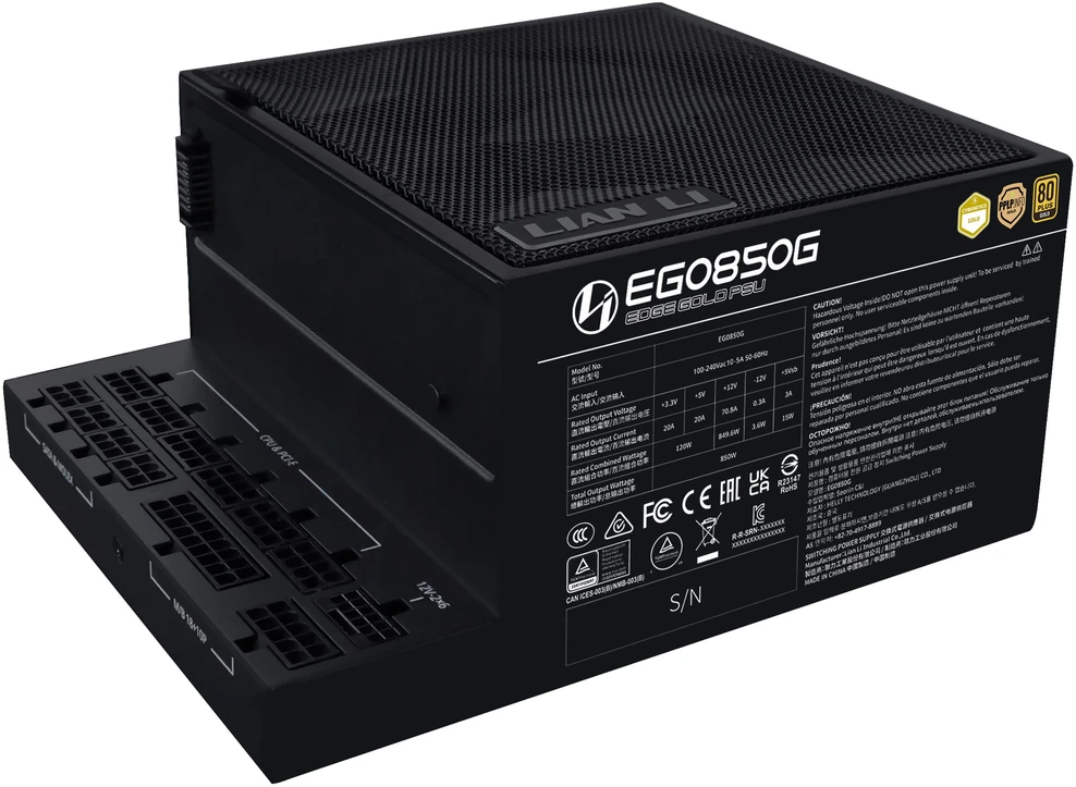 Lian Li EDGE GOLD 850 80 PLUS Gold maitinimo šaltinis, PCIe 5.1, ATX 3.1 × 850 vatų, juodas