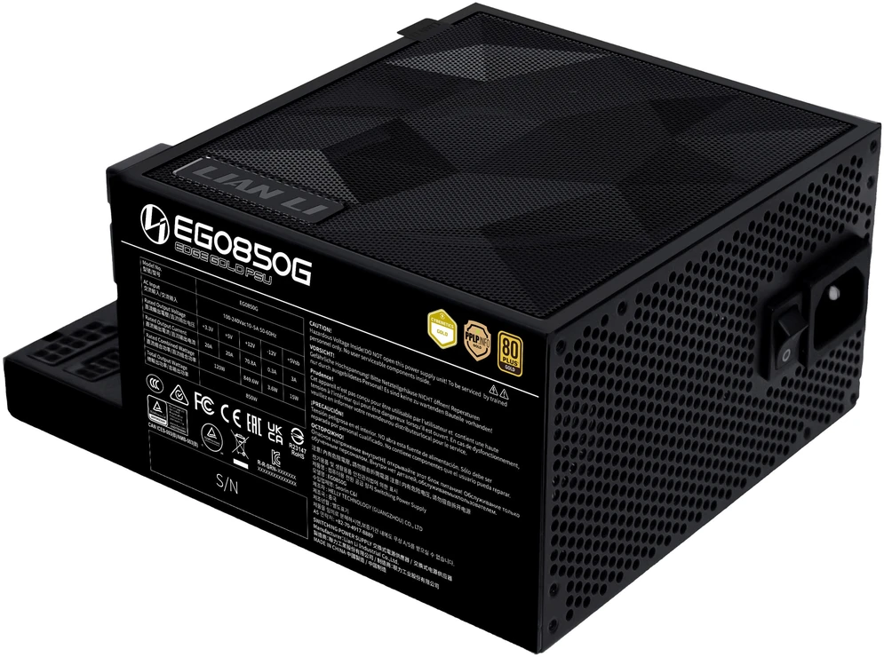 Lian Li EDGE GOLD 850 80 PLUS Gold maitinimo šaltinis, PCIe 5.1, ATX 3.1 × 850 vatų, juodas
