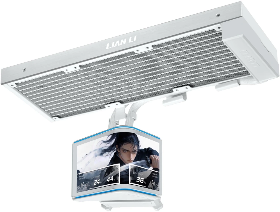Lian Li HydroShift II OLED Curved 360 Fanless AiO Vanduo Cooling, 360 mm, OLED Ekranas – Baltas