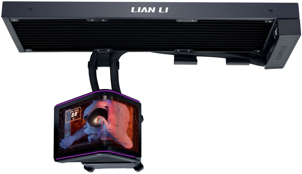 Lian Li HydroShift II OLED Curved 360 Fanless AiO Vanduo Cooling, 360 mm, OLED Ekranas – juodas