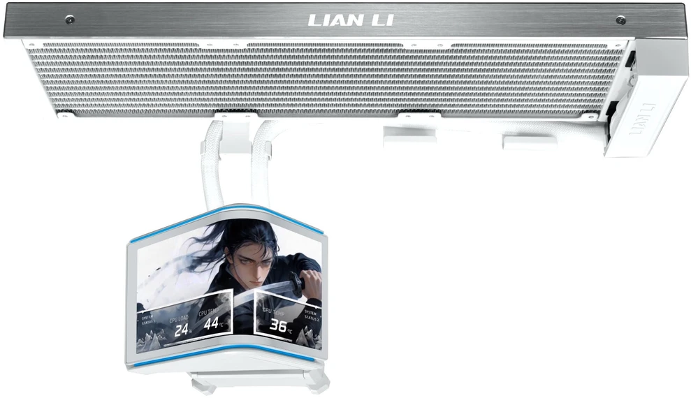 Lian Li HydroShift II OLED Curved 360 Fanless AiO Vanduo Cooling, 360 mm, OLED Ekranas – Baltas