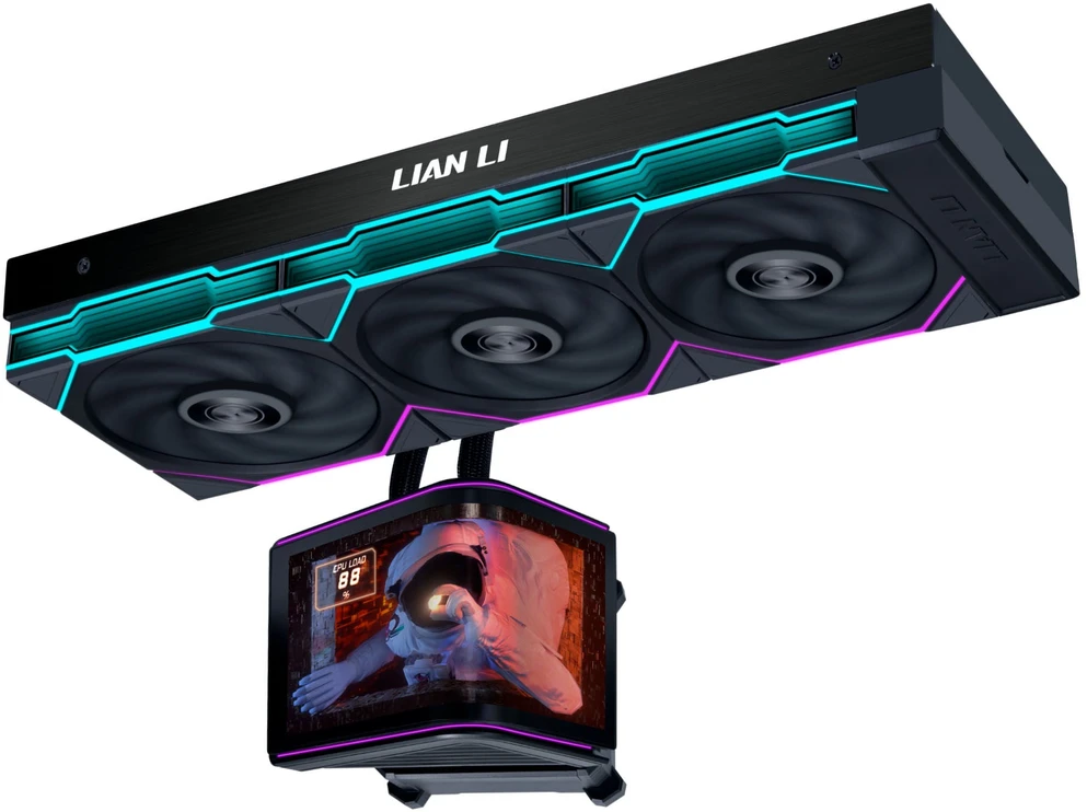 Lian Li HydroShift II OLED Curved 360 UNI FAN TL AiO Vanduo Cooling, 360 mm, OLED ekranai, TL-FLEX ventiliatoriai – Jude