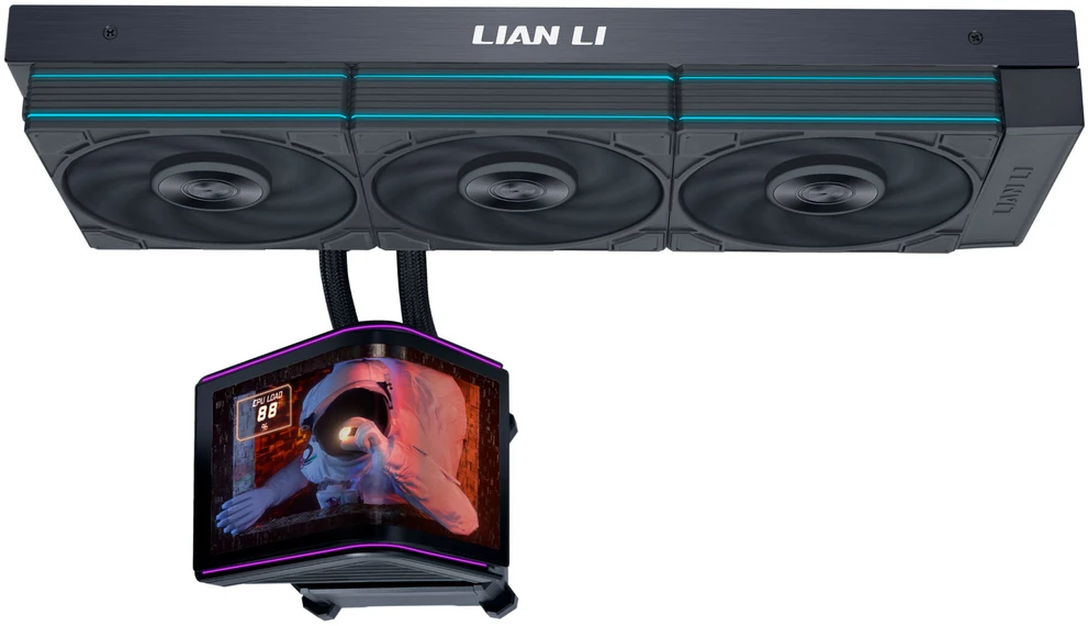 Lian Li HydroShift II OLED Curved 360 UNI FAN P28 All-in-One Vanduo Cooling, 360 mm, OLED Ekranas, P28 Fans – Juodas