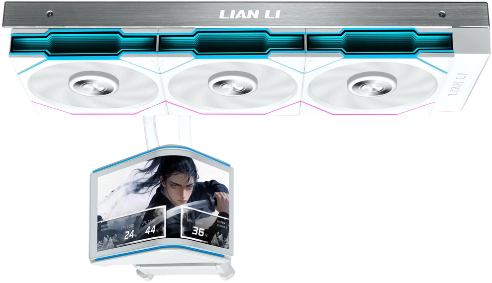Lian Li HydroShift II OLED Curved 360 UNI FAN TL AiO Vanduo Cooling, 360 mm, OLED Ekranas, TL-FLEX Fans & Baltas