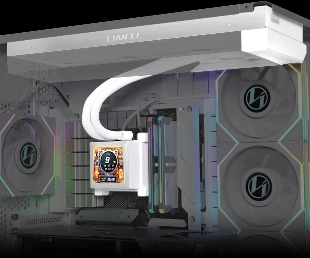 Lian Li HydroShift LCD 360 Fanless Vanduo Cooling, RGB – 360mm, baltos spalvos