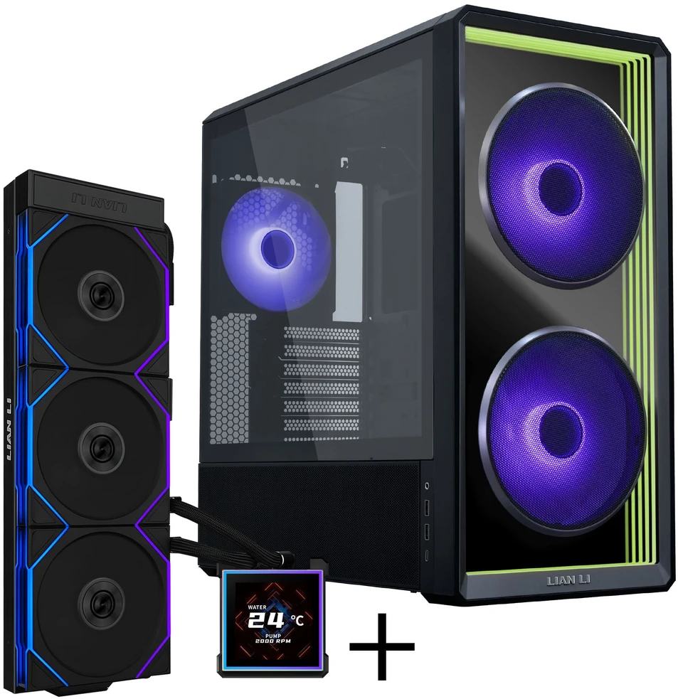 Lian Li LANCOOL 217 INF kompiuterio korpuso rinkinys + HydroShift II LCD-S 360TL AiO - juodas