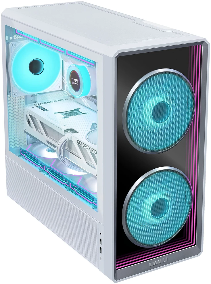 Lian Li LANCOOL 217 INF PC Case Bundle + 3x UNI FAN SL-INF 120 Reverse Blade Fans - Baltas
