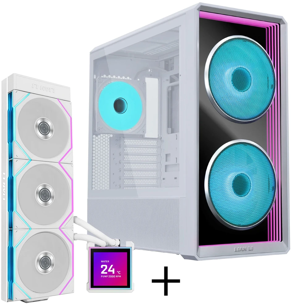 Lian Li LANCOOL 217 INF kompiuterio korpuso rinkinys + HydroShift II LCD-S 360TL AiO - balta