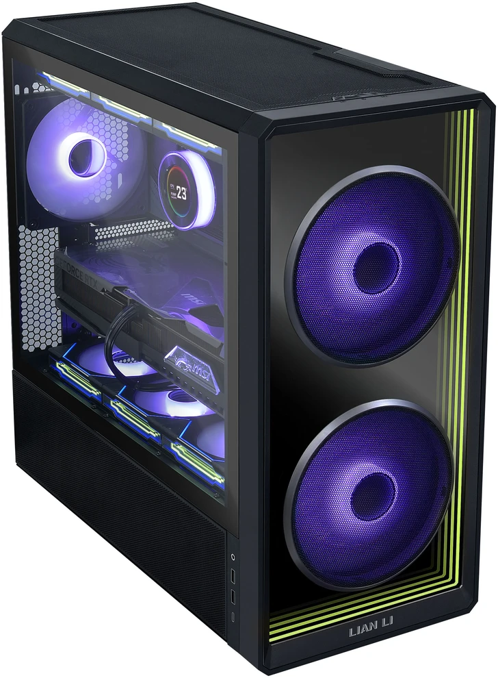 Lian Li LANCOOL 217 INF PC Case Bundle + HydroShift II LCD-S 360TL AIO + 3x UNI FAN SL-INF 120 Reverse Blade Fans - Juodas