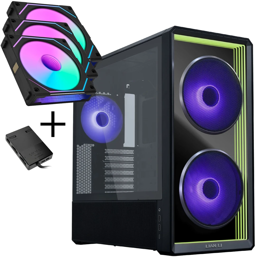 Lian Li LANCOOL 217 INF PC Case Bundle + 3x UNI FAN SL-INF 120 Reverse Blade Fans - Juodas