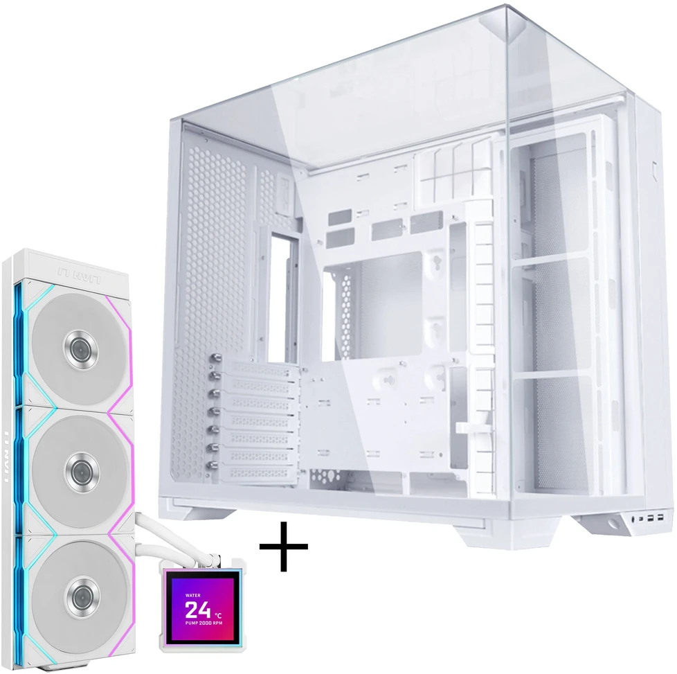 Lian Li O11 Vision Compact korpuso rinkinys + HydroShift II LCD-S 360TL AiO - balta