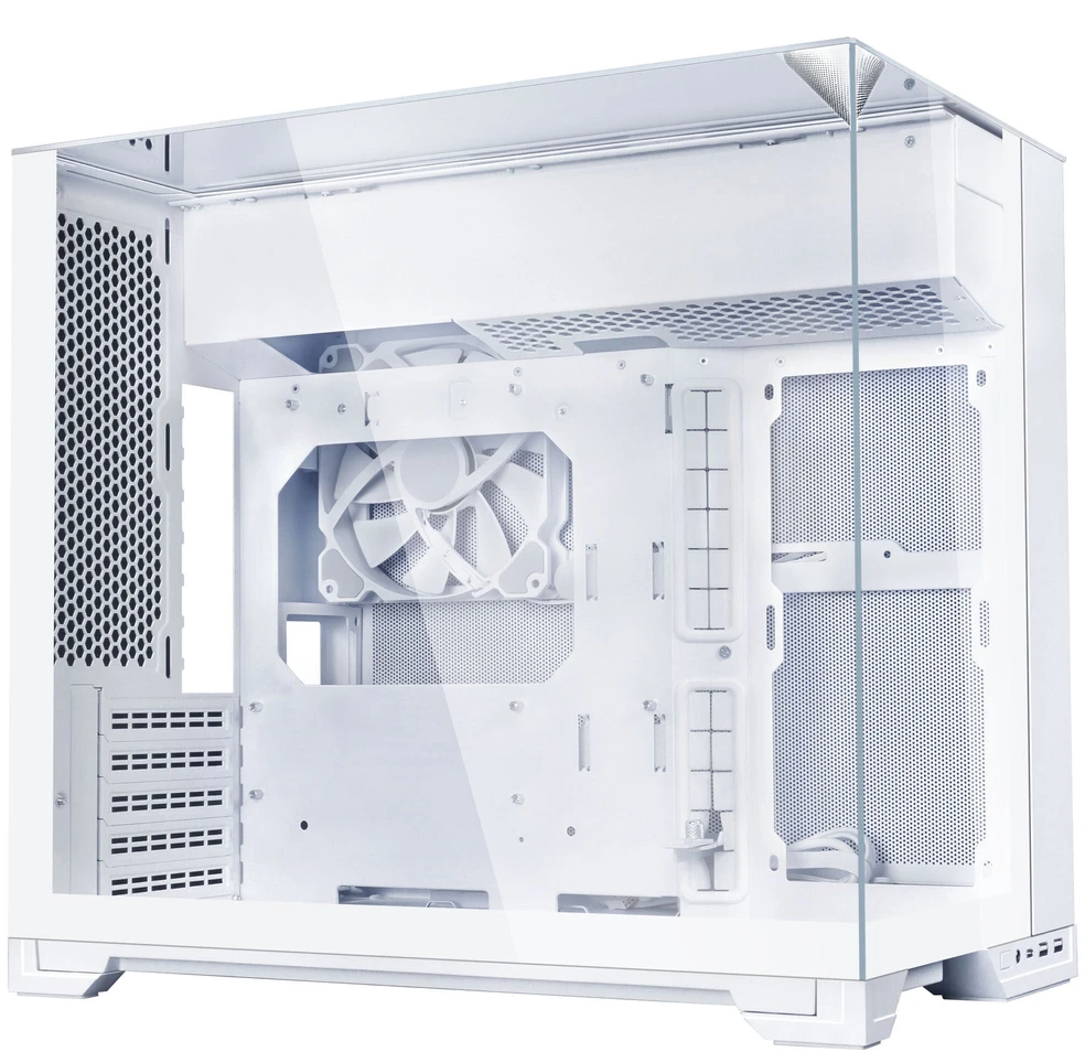 Lian Li O11 Vision-M kompiuterio korpusas, Micro-ATX, grūdintas stiklas – Baltas