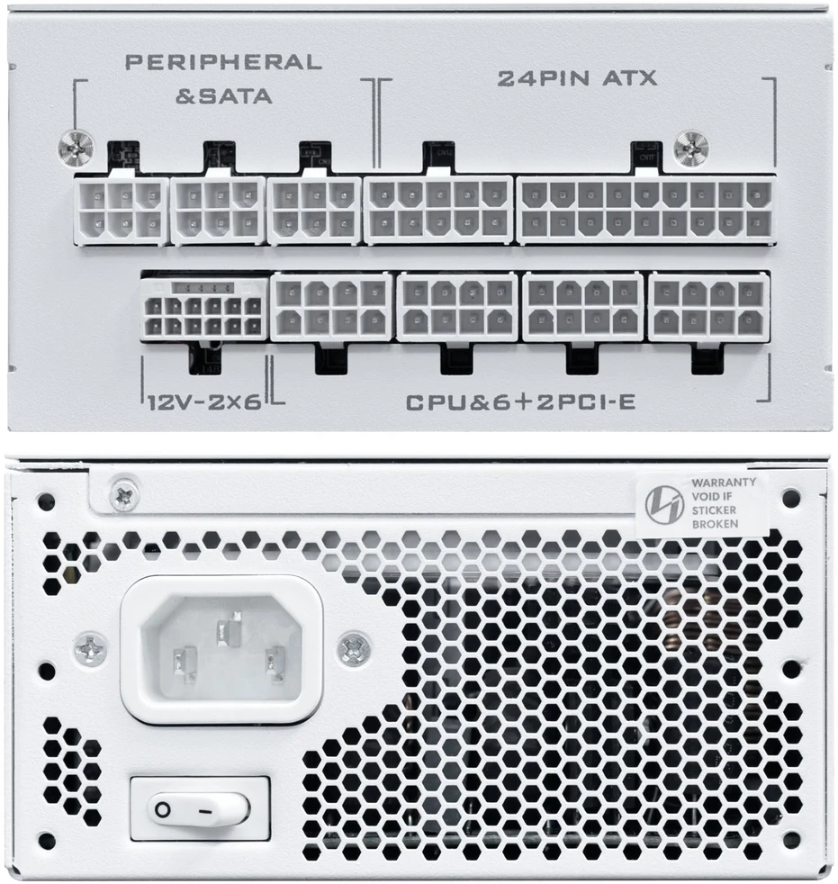 Lian Li SP serijos Platinum 80 PLUS Platinum maitinimo šaltinis, SFX, pilnai modulinis, PCIe 5.1, ATX 3.1 & 850 vatų, baltas