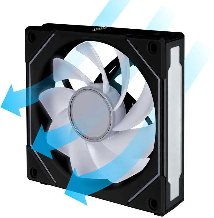Lian Li UNI FAN SL-INF 120 ARGB Reverse Blade PWM Fan, 3-pack including controller - 120mm, juodas + 1x UNI FAN SL-INF 120 PWM Fan, 120mm