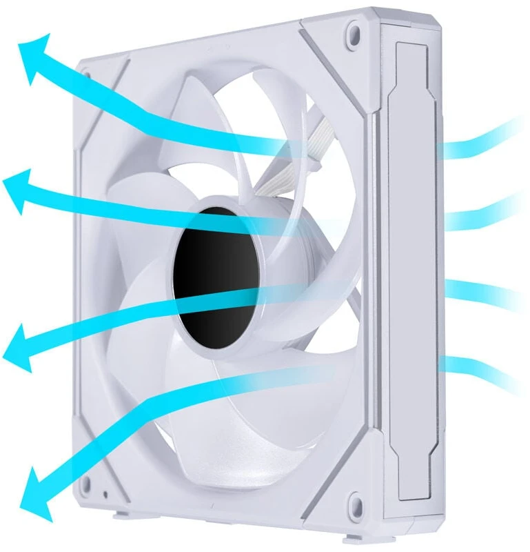 „Lian Li UNI FAN SL-INF 140 ARGB“ atvirkštinių menčių PWM ventiliatorius - 140 mm, baltas