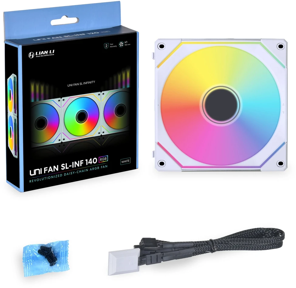 Lian Li UNI FAN SL-INF 140 ARGB Reverse Blade PWM Fan, Pack of 3 Single Fans (Without Controller) - 140mm, Baltas