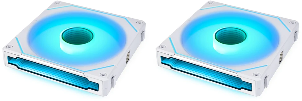 Lian Li UNI FAN SL-INF 140 ARGB Reverse Blade PWM Fan, 3-Pack - 140mm, Baltas + 1x UNI FAN SL-INF 140 ARGB PWM Fan - 140mm