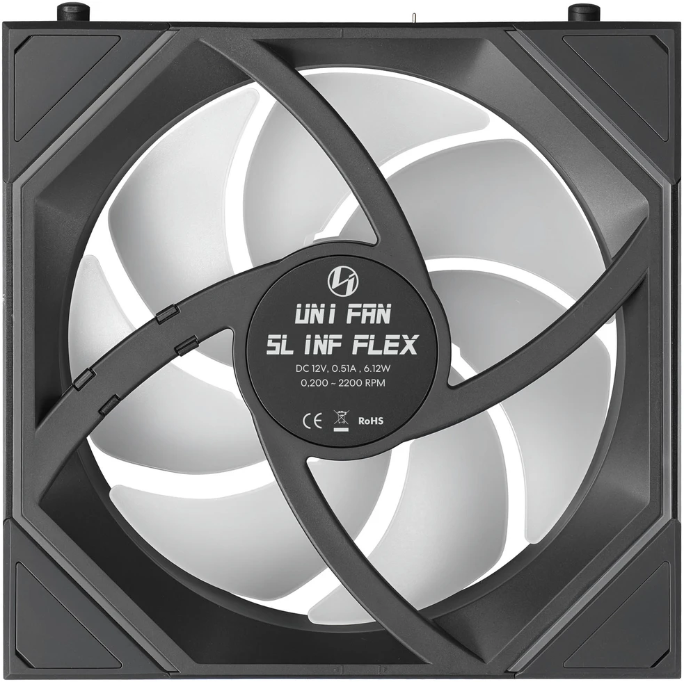Ventiliatorius Lian Li UNI FAN SL-INF FLEX Wireless 120, 3 vnt. rinkinys, juodas (12SLIN1F3B)