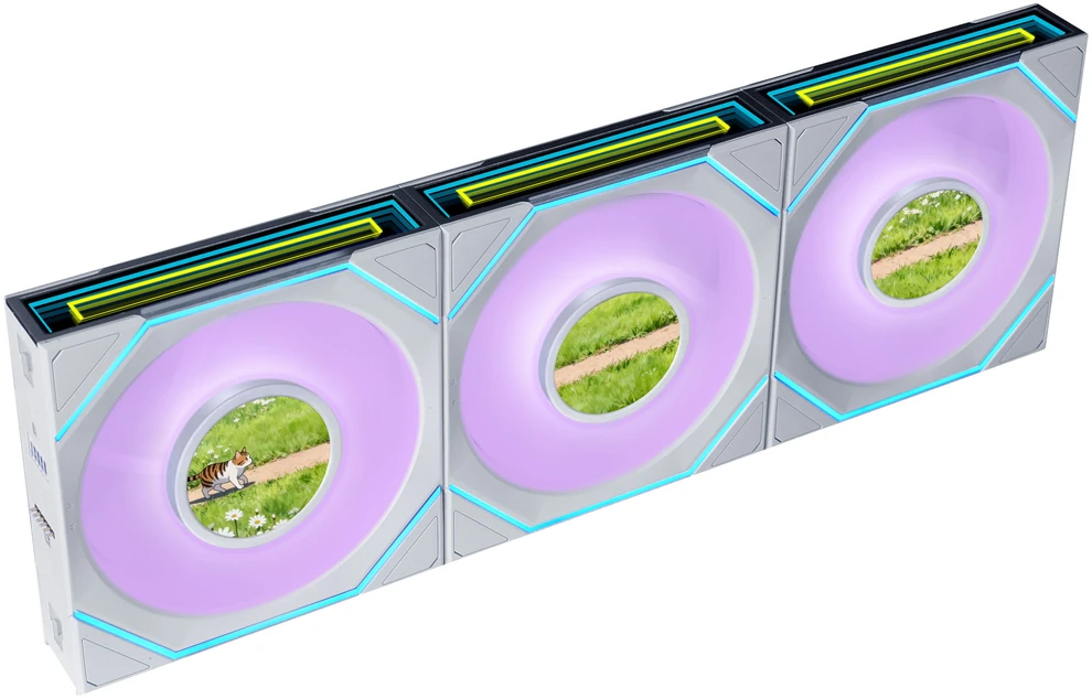 Lian Li UNI FAN SL-INF LCD FLEX belaidis ventiliatorius 120, 3 vnt. rinkinys, balta (12SLIND1F3W)