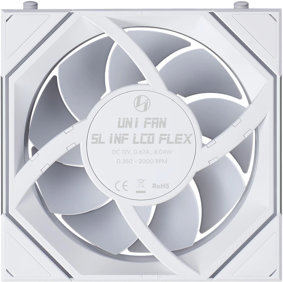 Lian Li UNI FAN SL-INF LCD FLEX belaidis ventiliatorius 120, 3 vnt. rinkinys, balta (12SLIND1F3W)