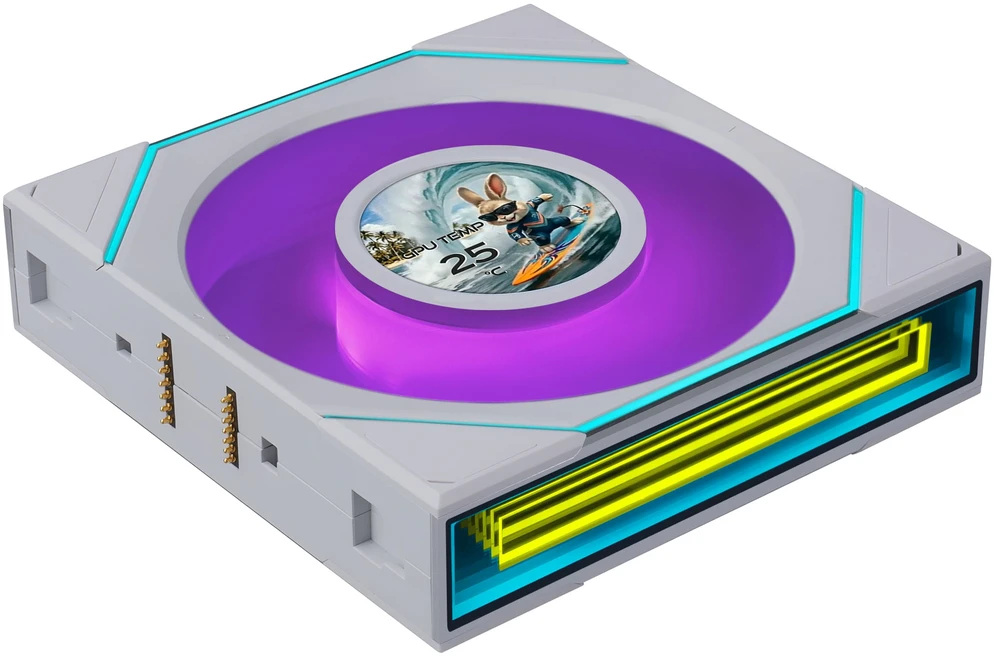 Lian Li UNI FAN SL-INF LCD FLEX belaidis ventiliatorius, ARGB ir LCD ekranų su atvirkštine mente, 120 mm, baltas, 3 vnt. pakuotėje su valdikliu