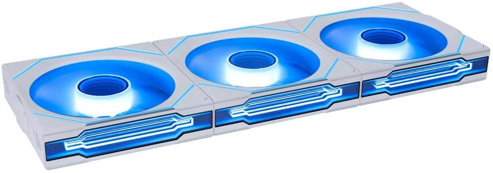 Lian Li UNI FAN SL-INF Wireless korpuso ventiliatorius, ARGB, PWM – 3er-Pack, su valdikliu Reverse-Blade, 120mm, baltos spalvos
