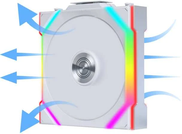 Lian Li UNI FAN SL Wireless ARGB PWM korpuso ventiliatorius – Reverse Blade, 120 mm, baltos spalvos