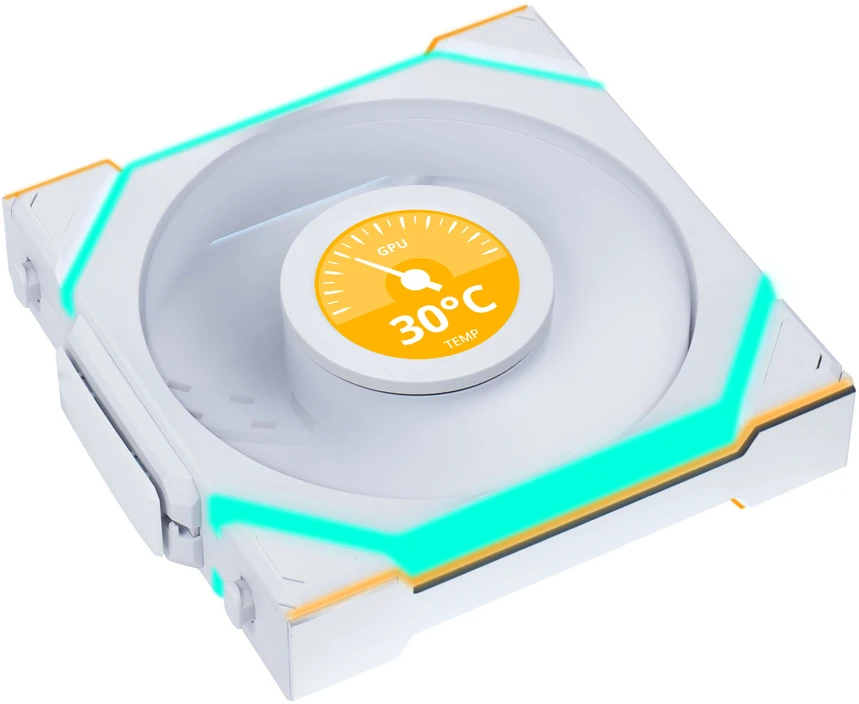 Lian Li UNI FAN SL Wireless LCD korpuso ventiliatorius, ARGB, PWM, 3er-Pack su valdikliu- 120 mm, baltos spalvos