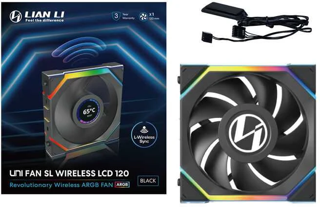 Lian Li UNI FAN SL Wireless LCD korpuso ventiliatorius, ARGB, PWM – 120 mm, juodos spalvos