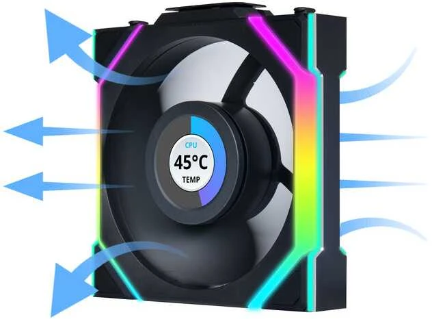 Lian Li UNI FAN SL Wireless LCD korpuso ventiliatorius, ARGB, PWM, 3er-Pack su valdikliu- Reverse Blade, 120 mm, juodos spalvos