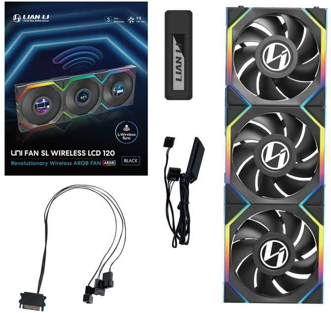 Lian Li UNI FAN SL Wireless 120mm komplektas su LCD
