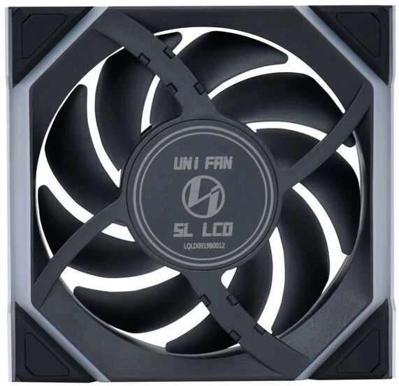 Lian Li UNI FAN SL Wireless LCD korpuso ventiliatorius, ARGB, PWM, 3er-Pack su valdikliu- Reverse Blade, 120 mm, juodos spalvos