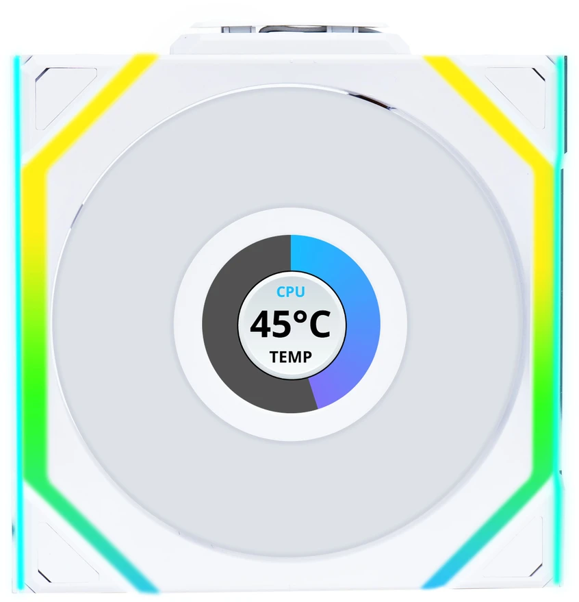 Lian Li UNI FAN SL Wireless LCD korpuso ventiliatorius, ARGB, PWM, 3er-Pack su valdikliu- 120 mm, baltos spalvos