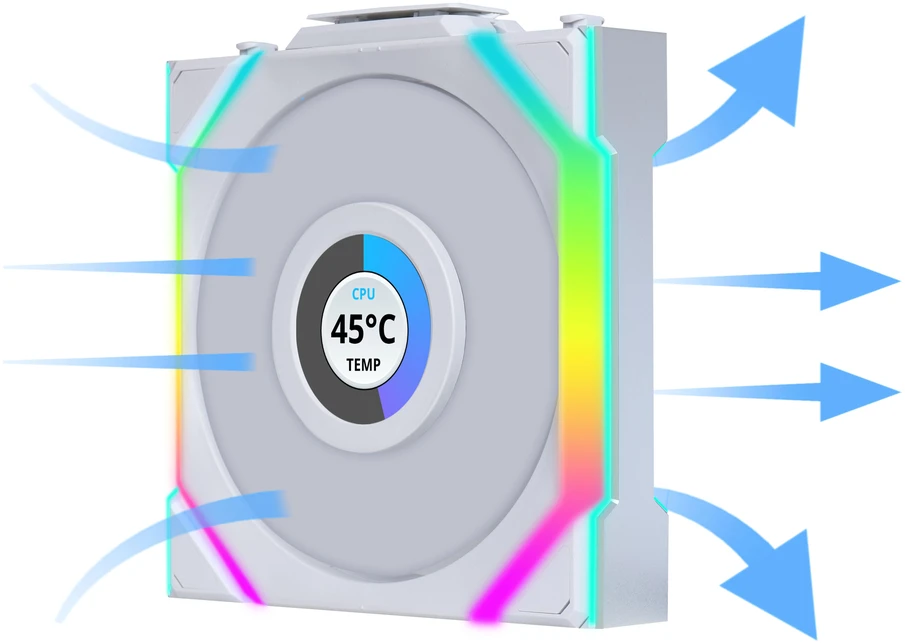 Lian Li UNI FAN SL Wireless LCD korpuso ventiliatorius, ARGB, PWM, 3er-Pack su valdikliu- 120 mm, baltos spalvos