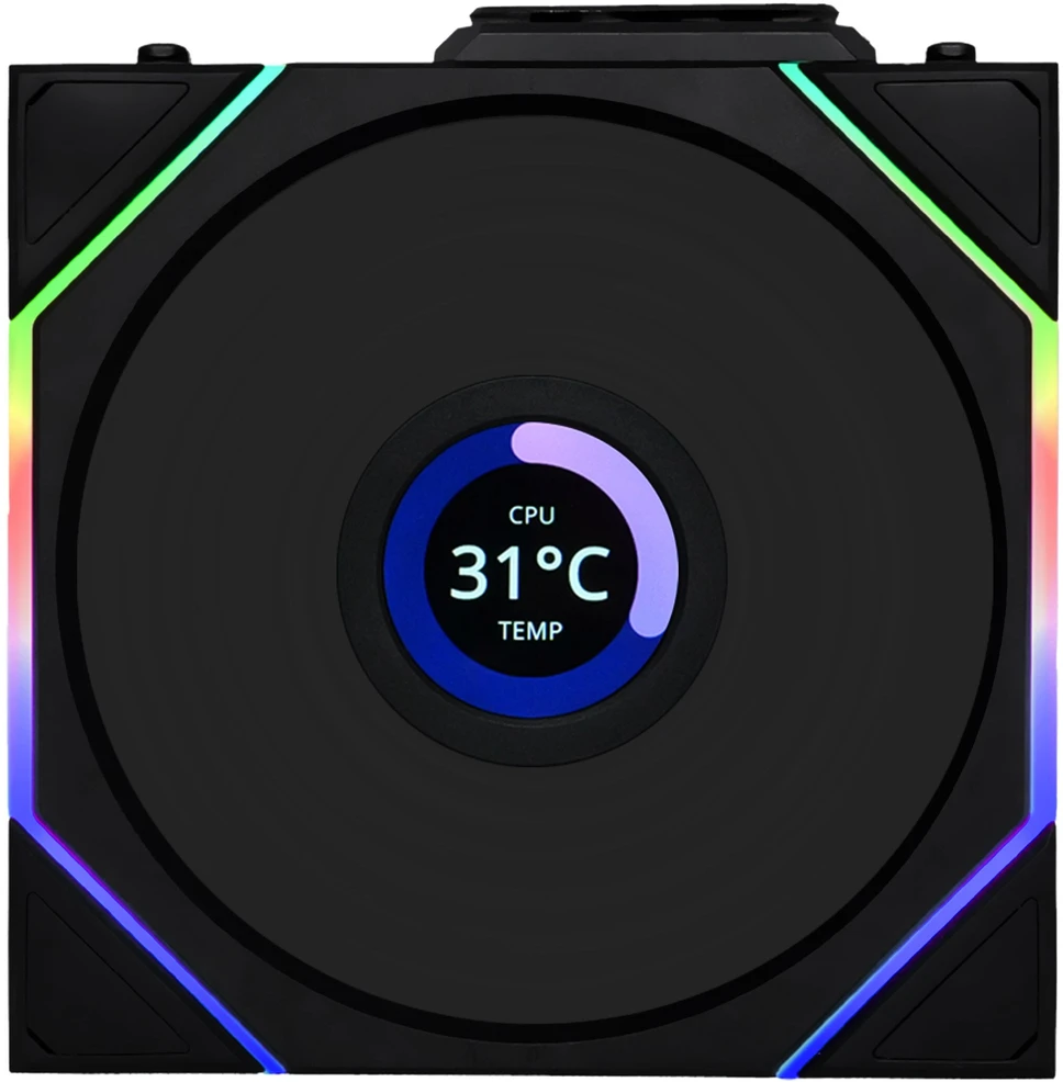 Lian Li UNI FAN TL Wireless LCD korpuso ventiliatorius, ARGB, PWM, 3er-Pack su valdikliu- 120 mm, juodos spalvos