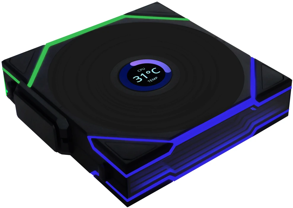 Lian Li UNI FAN TL Wireless LCD korpuso ventiliatorius, ARGB, PWM, 3er-Pack su valdikliu- 120 mm, juodos spalvos