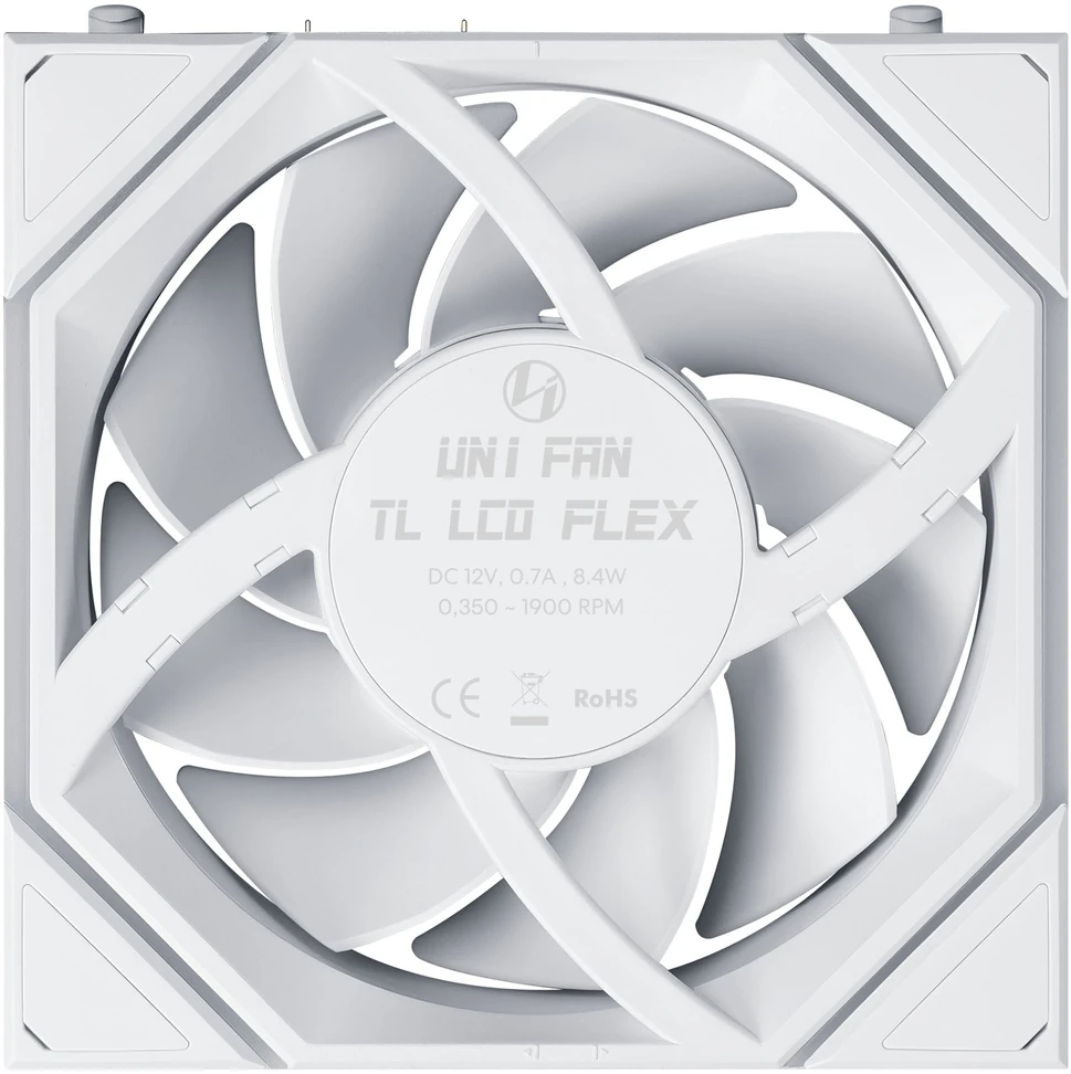 Lian Li UNI FAN TL120 LCD FLEX belaidis ARGB baltas | Korpuso ventiliatorius