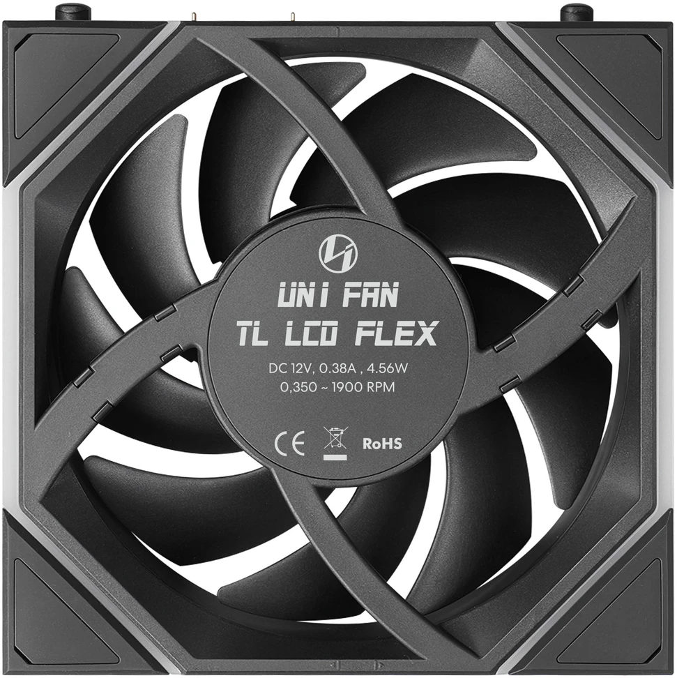 Lian Li UNI FAN TL LCD FLEX Wireless Lüfter, ARGB und LCD - Reverse Blade 120mm, juodas, 3er-Pack