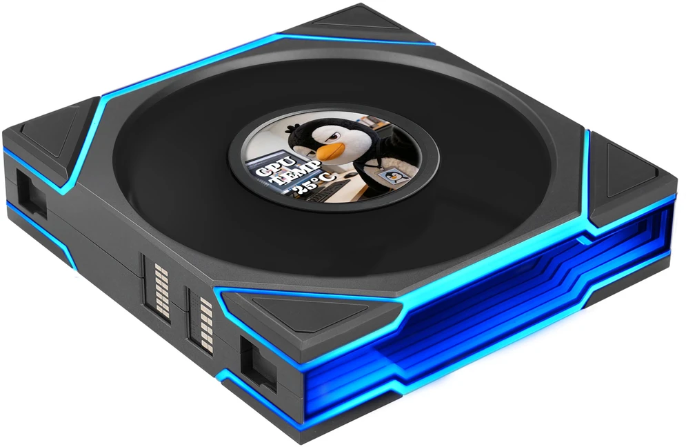 Lian Li UNI FAN TL LCD FLEX Wireless Lüfter, ARGB und LCD - Reverse Blade 120mm, juodas