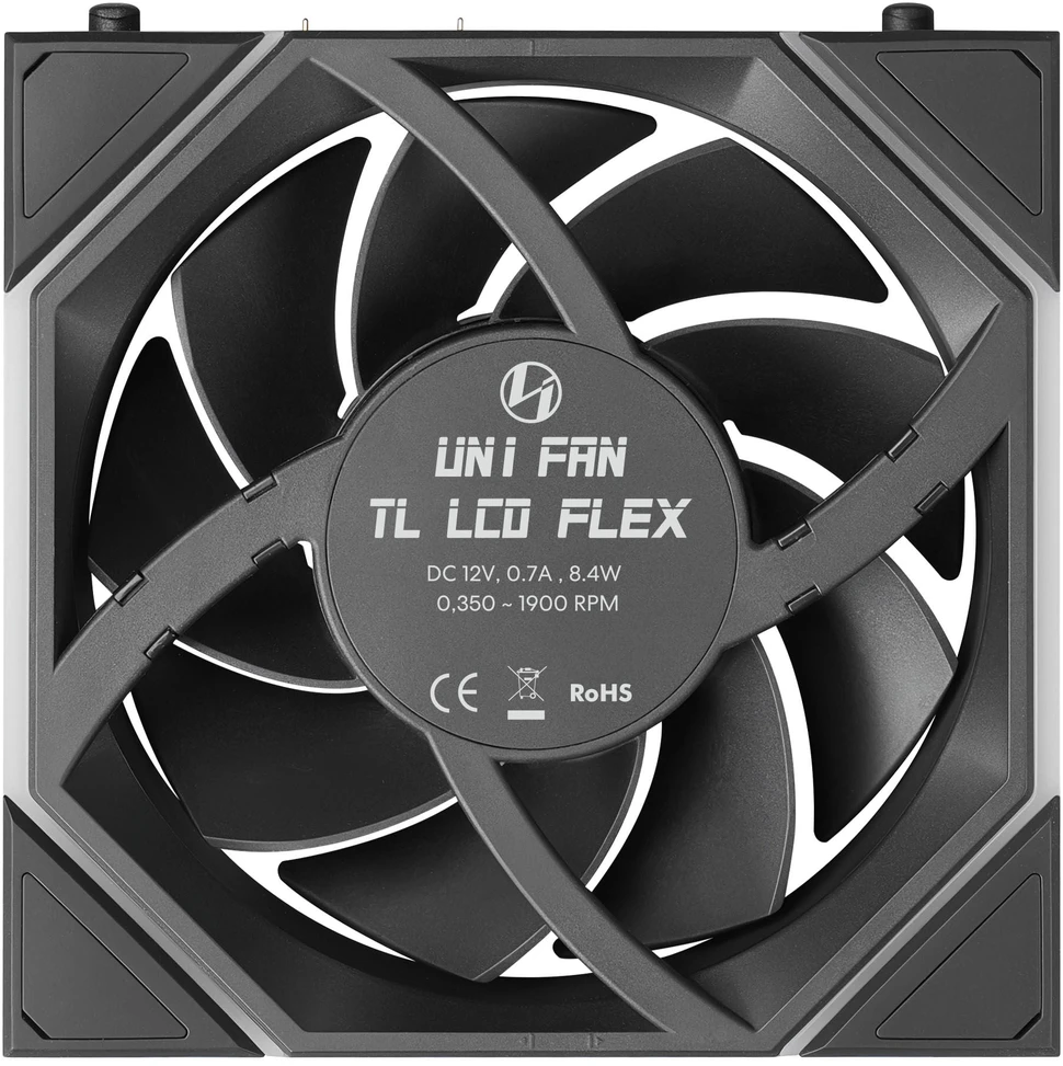 Lian Li UNI FAN TL LCD FLEX Wireless 120 ventiliatorių rinkinys, 3 vnt., juodas (12TLLCD1F3B)