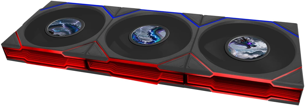 Lian Li UNI FAN TL LCD FLEX Wireless Lüfter, ARGB und LCD - Reverse Blade 120mm, juodas, 3er-Pack