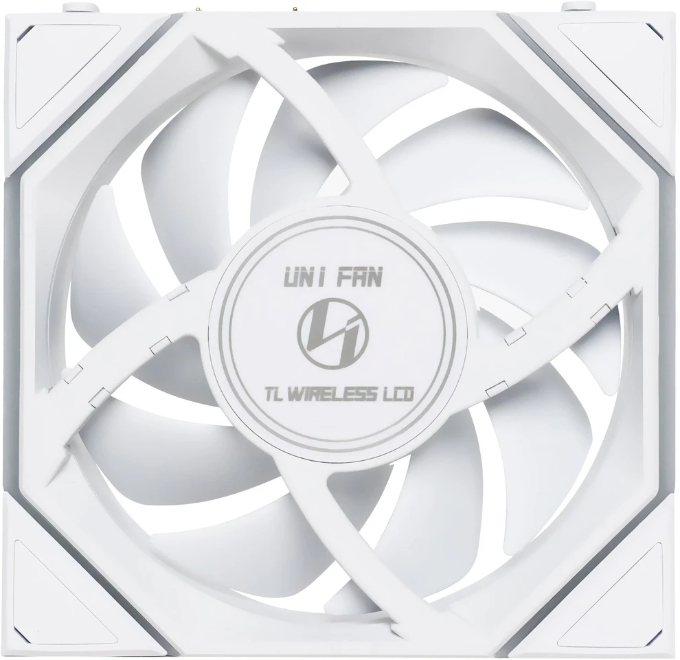 Lian Li UNI FAN TL Wireless LCD korpuso ventiliatorius, ARGB, PWM, 3er-Pack su valdikliu- Reverse Blade, 120 mm, baltos spalvos