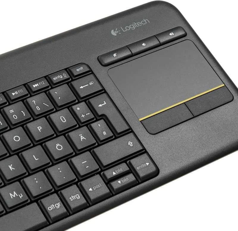 Belaidė klaviatūra Logitech K400 Plus su jutikliniu kilimėliu, DE išdėstymas, Juoda
