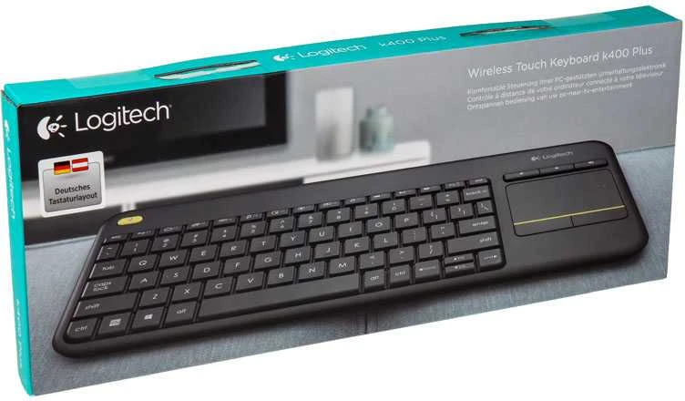 Belaidė klaviatūra Logitech K400 Plus su jutikliniu kilimėliu, DE išdėstymas, Juoda