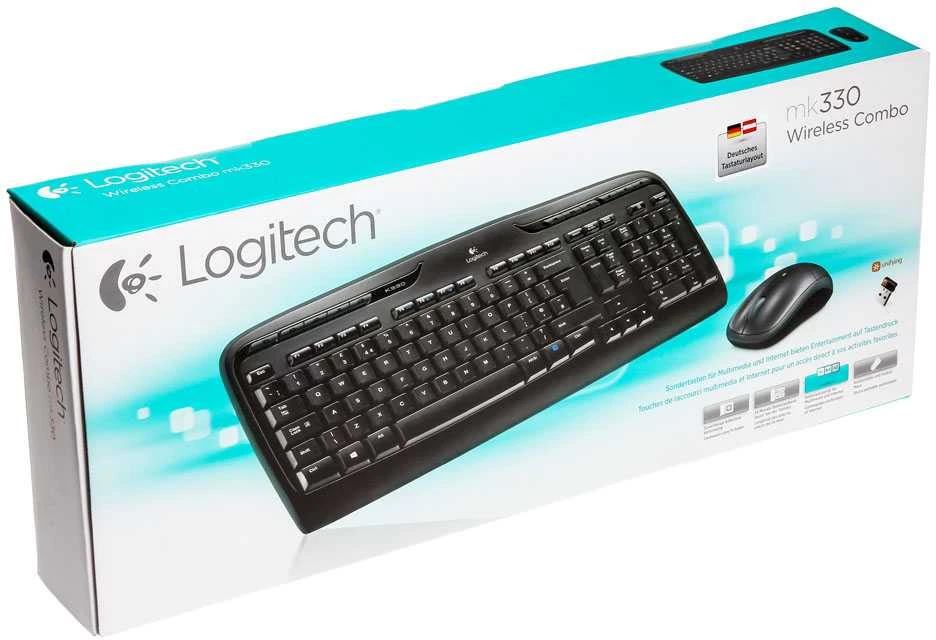 Logitech MK330 klaviatūra Radijo dažnio belaidė QWERTZ Vokiečių Juoda